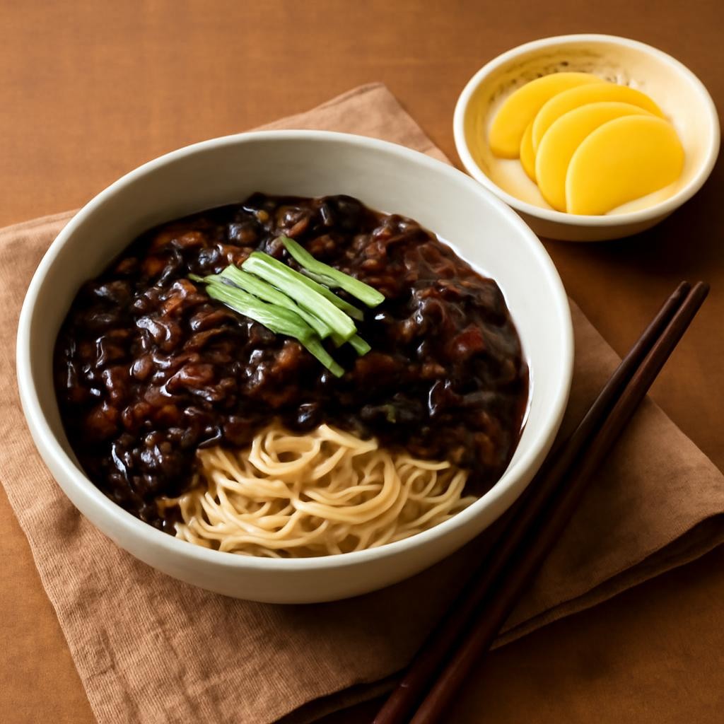 Jjajangmyeon (Noodles in blackbean sauce)