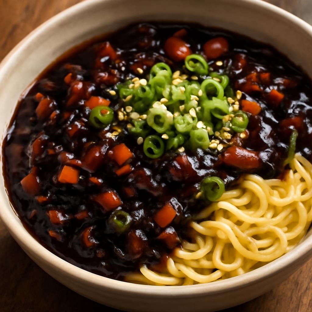Jjajangmyeon (Noodles in blackbean sauce)