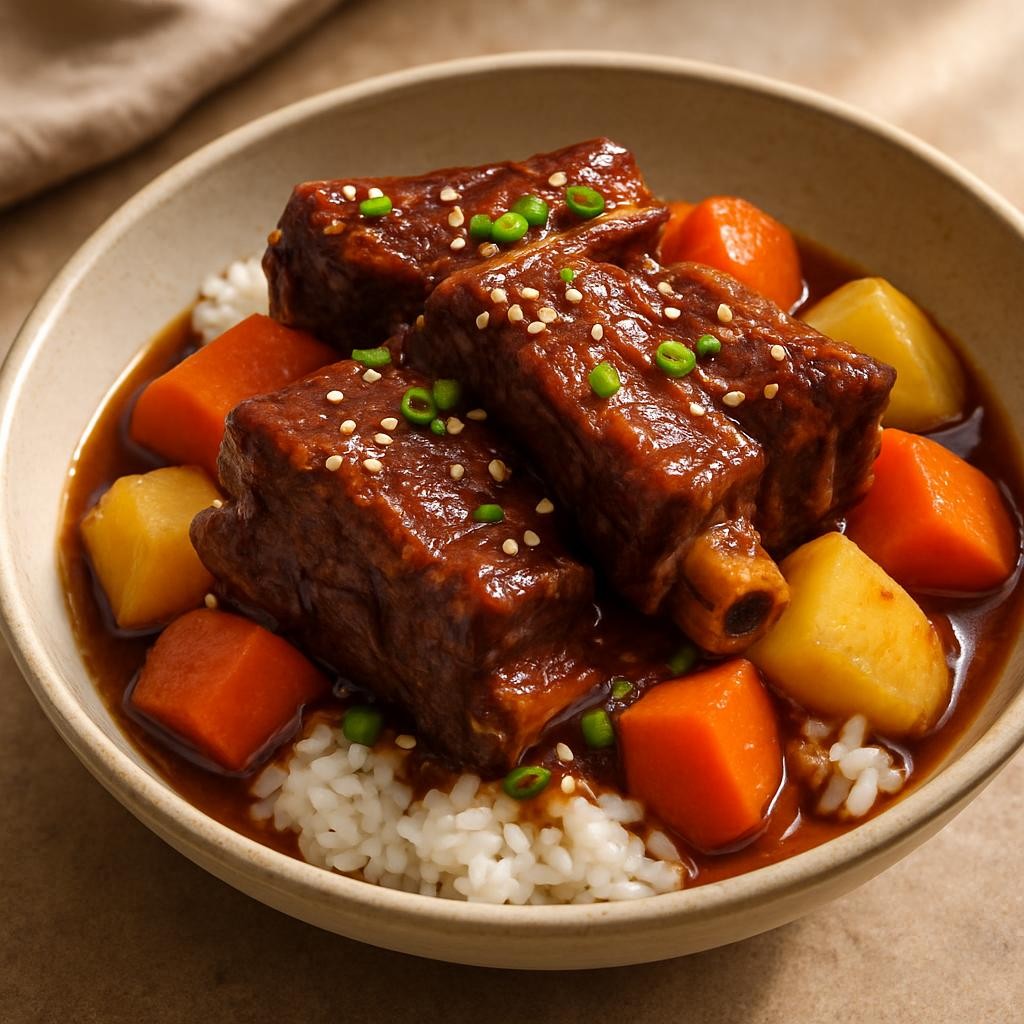 Galbijjim (braised beef short ribs)