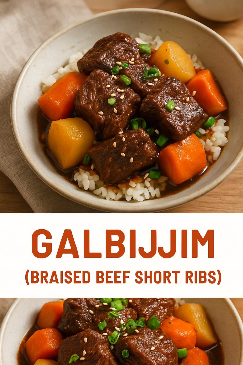 Galbijjim (braised beef short ribs)