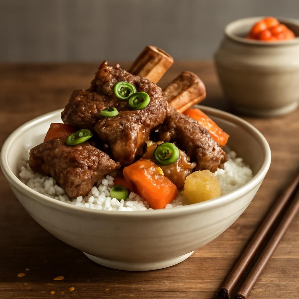 Galbijjim (braised beef short ribs)