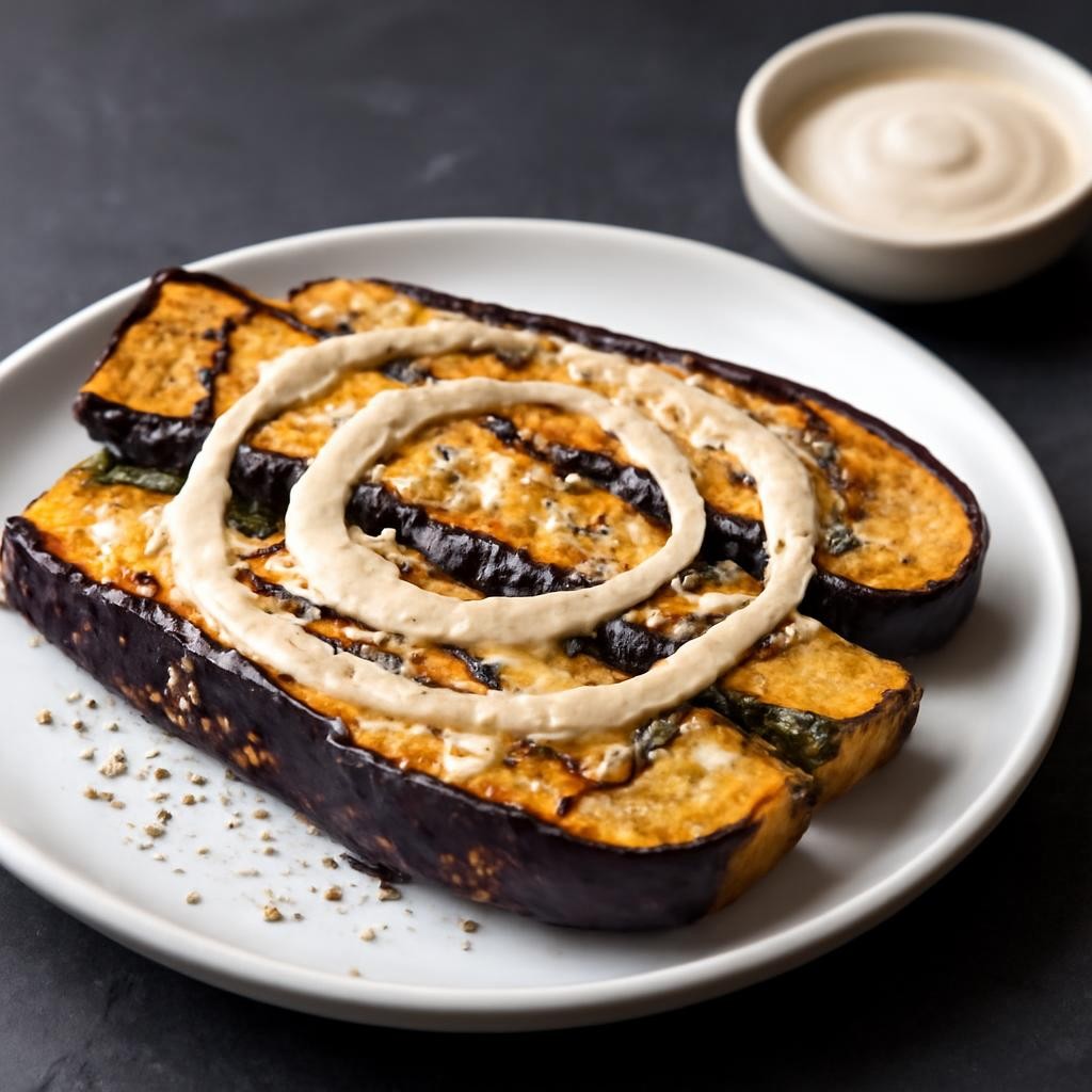 Grilled Japanese Eggplant with Tahini Sauce