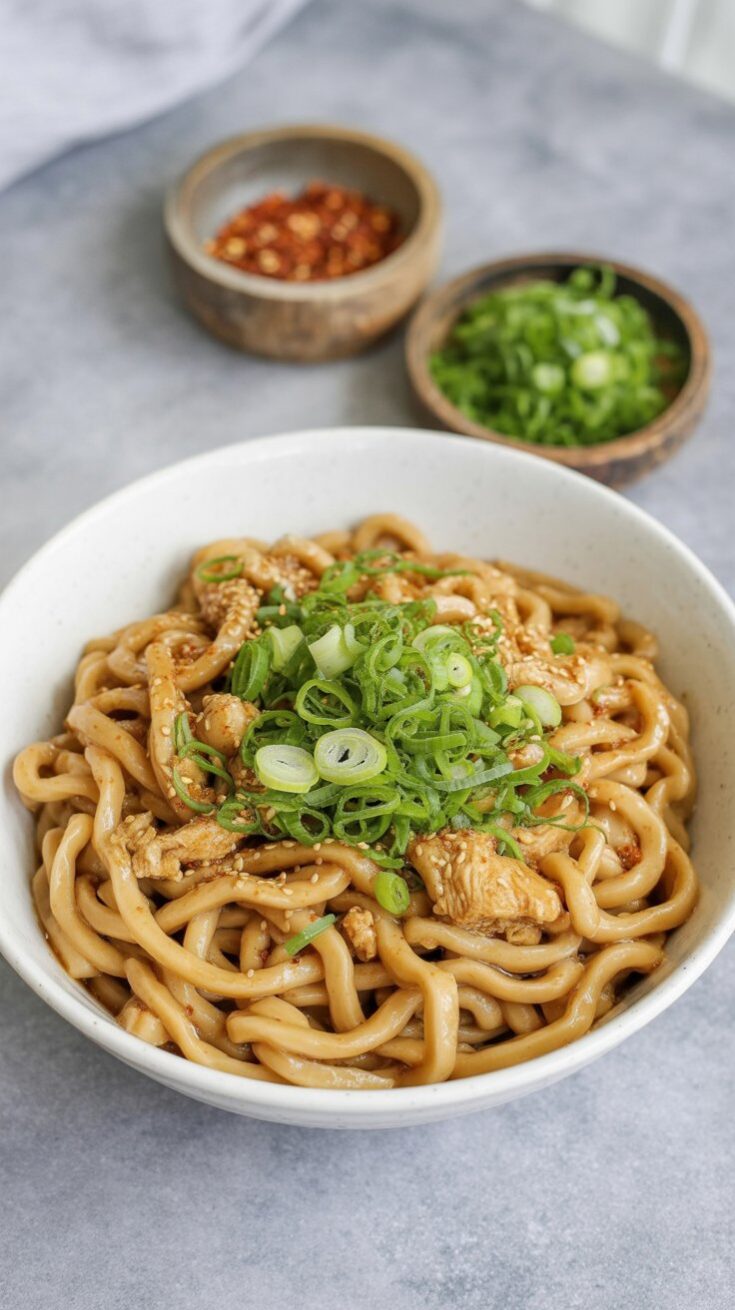 Udon Noodles with Garlic and Sesame
